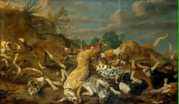 Animal Painting - Vos Pauwel de La caza del leopardo